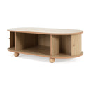 MDF ELEGANT LONG OVAL STORAGE SIDE TABLE WITH RETRO CHARM, NATURAL COLOR