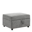 109.1' Sectional Sofa Convertible Pull-out Sofa Bed with Movable Storage Ottoman, Gray Chenille Fabric