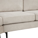 Upholstered 3-seater Curved Sofa with Printed Pillows, Beige Chenille, 111 Inches