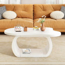 ON-TREND 39.3'*23.6' Modern Cloud Coffee Table with 1.5' Thick Tabletop, Cream Style Irregular End Table with Curved Legs, Unique Design Accent Table with Round Edge for Living Room, Apartment, White