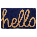 Cursive Hello Dark Blue Coir Doormat
