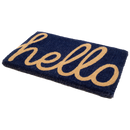 Cursive Hello Doormat Handwoven, Durable - Dark Blue
