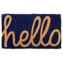 Cursive Hello Dark Blue Coir Doormat