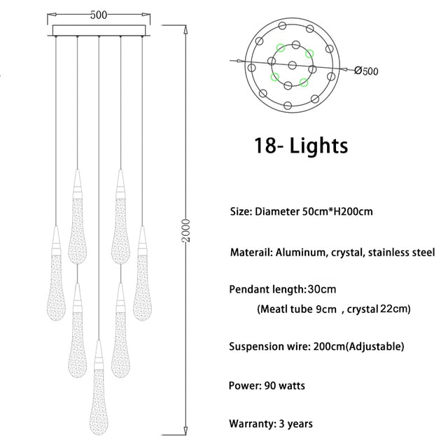 Orta San Giulio | Hanging Crystal Lamp for Living Room