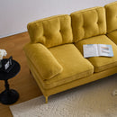 Modern Velvet L-Shaped Sectional Sofa for Living Room or Bedroom, Yellow, 82.6'
