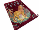 3 X 5 Handmade Rug New Vintage Rug Quality Wool Pictorial Lion Jungle Veg Dyes