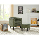 Modern Accent Chair,Upholstered Arm Chair Linen Corduroy Single Sofa Chair with Ottoman Foot Rest Comfy Armchair for Living Room Bedroom and Office,Green