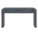 TREXM Rustic Console Table with Fluted Drawer Front, Entryway Table with Curved Corners & Thick Legs, Sturdy Sofa Table for Hallway & Living Room (Dark Navy)