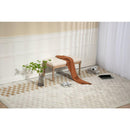Traditional Rectangle Tufted Ottoman Bench in Beige Linen Look Fabric, For the Living Room and Bedroom