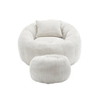 COOLMORE Modern Extra Large Round Bean Bag Chair with Footrest for Living Room, Chenille Fabric Lazy Sofa with Pillow for Adults, Teenagers,Child, Suitable for Bedroom, Dormitory, Study Room