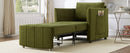 Upholstered Convertible Sleeper Sofa with Adjustable Backrest, Side Pockets, Storage Basket, Green Chenille, 31.5'