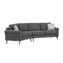 111' Upholstered 3-seater Sofa Curved Sofa Couch with Two Printed Pillows for Living Room, Dark Gray