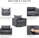 Charcoal Upholstered Swivel Accent Chair 34Inch Wide