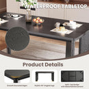 Rectangular Dining Table Set For Six Black Beige Two Tone