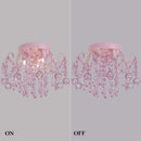 Pink Crystal Mini Chandelier 3 Light Semi Flush Mount