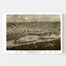 Vintage Map of St. Paul, Minnesota 1867