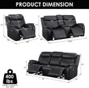 Power Recliner Sofa Set 3 Piece With Storage Black