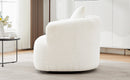 360° Swivel Barrel Sofa Chair with Throw Pillow, Chenille Upholstered Accent Chair, Beige, 38.2'