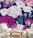 Fashionable Modern Pink and White Flowers Wallpaper