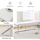 White shoe changing stool, silver metal legs, sofa stool dining chair, suitable for bedroom, fitting room, storage room, dining room, living room. 005