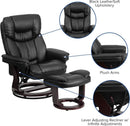 Leathersoft Upholstered Recliner With Ottoman Black