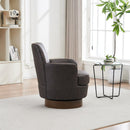 PU leather Swivel Barrel Chair, Swivel Accent Chairs Armchair for Living Room, Reading Chairs for Bedroom Comfy, Round Barrel Chairs with Gold Stainless Steel Base (Brown)