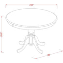 Dining Table 42 Inch Round Top With Pedestal Base Leg