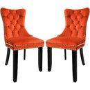 Solid Wood Dining Chairs With Nailhead Back Set Of 2