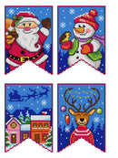 Christmas flags - blue 189CS Counted cross stitch kit with plastic canvas