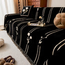 Chenille Jacquard Sofa Throw Cover with Tassel Soft Thick Couch Protector Blanket
