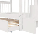 Twin Over Twin Bunk Bed With Stairs And Trundle White