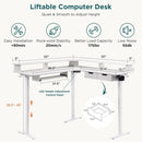 60 Inch L Shaped Electric Standing Desk Antique White