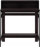A Frame Computer Desk With Hutch In Dark Walnut Finish