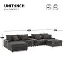 [VIDEO]144*64'' Corduroy Sectional Sofa with Bluetooth Speakers, U Shaped Couch with Console, USB Charger, Cup Holders, Storage, Ottoman, Deep and Wide Seat Cloud Sofa for Living Room&Apartment