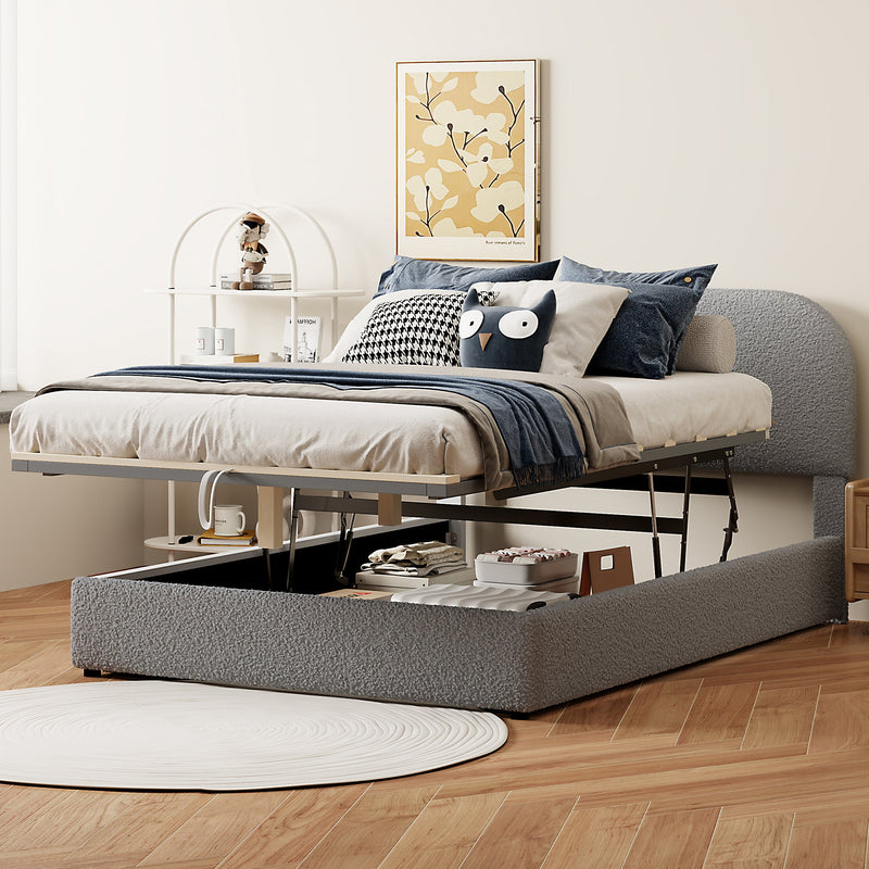 Walker Edison | Teddy Upholstered Full Size Platform Bed with Storage