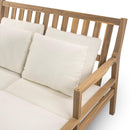 Outdoor Daybed, Patio Daybed with Four Pillows, Wooden Outdoor Bed with Curved Armrests for Poolside, Backyard, Garden