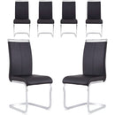 6 Piece Black PU Leather Dining Chairs With Metal Legs