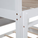 Queen Over Queen Bunk Bed with Built-in Storage Cabinets,Charging Station,Ladder,Safety Guardrails,Solid Pine Wood Bunk Bed,White