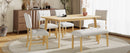 6PCs Dining Room Table Set, Rustic Farmhouse Dining Room Rectangular Table with 4 Upholstered Chairs and Bench, Solid Wood Kitchen Dining Table Set for 6 Persons