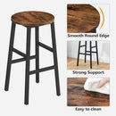 Round Bar Stools Set of 2 With Footrest 24.4 Inch Industrial Rustic Brown