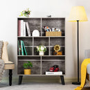 Three Tier Grey Bookshelf For Small Spaces With Crisscross