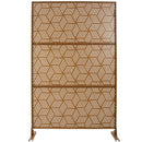 Outdoor & Indoor Privacy Screen Metal Privacy Screen 76' H×48' W, Freestanding Decorative Privacy Screen for Deck Balcony Patio, Privacy Fence Panels for Outside Lawn Garden PS116 BROWN