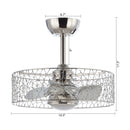 19" Industrial DC Motor Satin Nickel Downrod Mount Reversible Fandelier Ceiling Fan with LED Lighting and Remote Control
