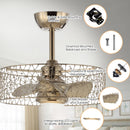 19" Industrial DC Motor Satin Nickel Downrod Mount Reversible Fandelier Ceiling Fan with LED Lighting and Remote Control