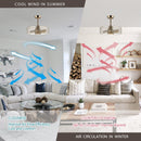 19" Industrial DC Motor Satin Nickel Downrod Mount Reversible Fandelier Ceiling Fan with LED Lighting and Remote Control
