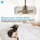 19" Industrial DC Motor Satin Nickel Downrod Mount Reversible Fandelier Ceiling Fan with LED Lighting and Remote Control