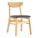 Cozy Natural Wood Color Rubberwood Dining Chair Set - 8 Pieces, Solid Wood and Rattan-Style Design, Small Curved Back, PU Cushion, And Beautiful Shape Match Perfectly With Any Room And Everyday Use.