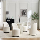 Set Of 1 Upholstered Kitchen & Dining Room Barrel Chair, Mid Century Modern Round Velvet Dining Chair, 360 Degree Swivel Comfy Armless Accent Makeup Vanity Side Chair for Bedroom Living Room