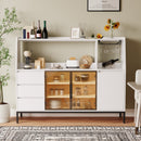 Modern sideboard with 3 drawers and glass door locker, side cabinet can store wine glasses