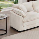 Oversized Modular Cushion Sofa with Ottomans, Comfy Upholstered U-Shaped Convertible Corner Sectional Sofa, Light Beige Corduroy